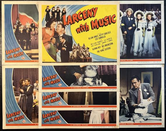 Larceny With Music 1943 Complete Lobby Card Set of 8 