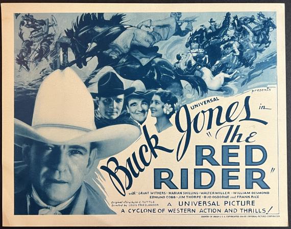 Red Rider 1934 Buck Jones Excellent Condition Title Card 